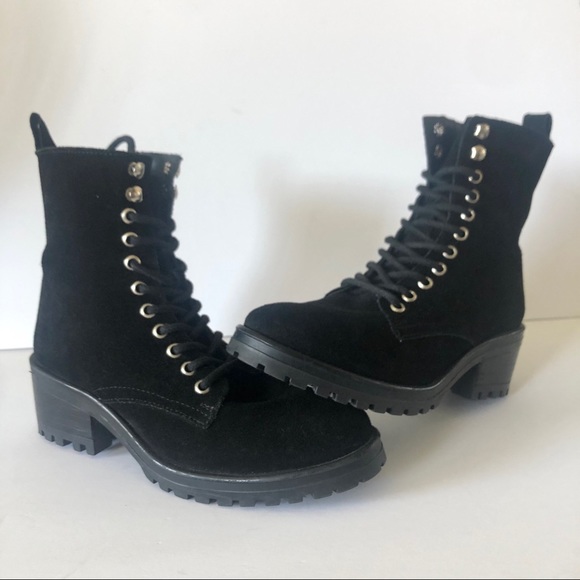 Steve Madden Gloat Black Leather Lace Up Combat Women Boots Size 8.5 - Picture 2 of 9